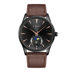 TOMI Men Luxury Leather Strap Watch Business and Leisure Large Dial Calendar Men Quartz Watch Relogio Masculino