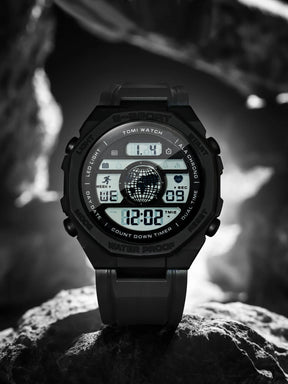 TOMI New Night Light Digital Men Electronic Watch Dual Display Outdoor Waterproof Military Sports Electronic Watch Student Watch