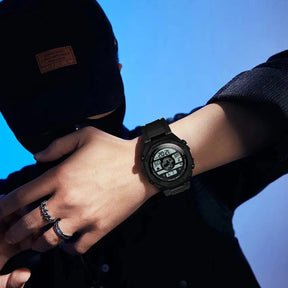 TOMI New Night Light Digital Men Electronic Watch Dual Display Outdoor Waterproof Military Sports Electronic Watch Student Watch
