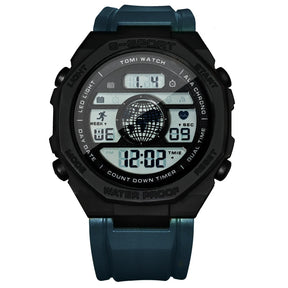 TOMI New Night Light Digital Men Electronic Watch Dual Display Outdoor Waterproof Military Sports Electronic Watch Student Watch