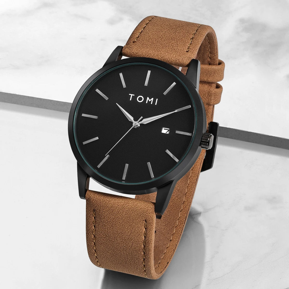 Hot Selling TOMI Men's 4PCS Gift Box Set Watch Minimalist Casual Men's Quartz Watch Tie Clip Sleeve Buckle Clock Gift Relojes