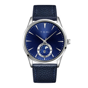 TOMI Men Luxury Leather Strap Watch Business and Leisure Large Dial Calendar Men Quartz Watch Relogio Masculino