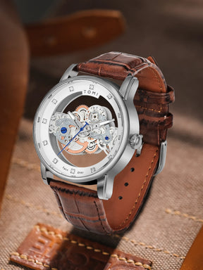 Relógio Deorro de Luxo Diamante  Couro Legítimo