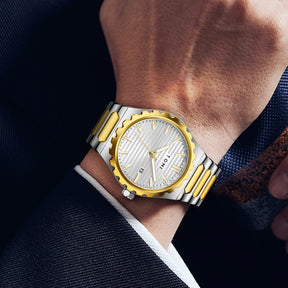 TOMI New 4PCS Luxury Men Watch Gift Set High Quality Steel Strip Striped Dial Calendar Men Quartz Watch Clock Gifts Reloj