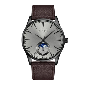 TOMI Men Luxury Leather Strap Watch Business and Leisure Large Dial Calendar Men Quartz Watch Relogio Masculino