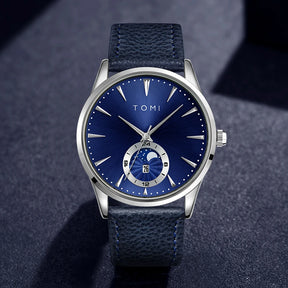 TOMI Men Luxury Leather Strap Watch Business and Leisure Large Dial Calendar Men Quartz Watch Relogio Masculino