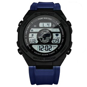 TOMI New Night Light Digital Men Electronic Watch Dual Display Outdoor Waterproof Military Sports Electronic Watch Student Watch
