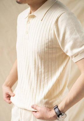 Camisa Polo Listrada Retrô de Algodão