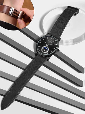 TOMI Men Luxury Leather Strap Watch Business and Leisure Large Dial Calendar Men Quartz Watch Relogio Masculino