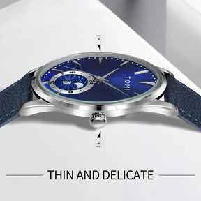 TOMI Men Luxury Leather Strap Watch Business and Leisure Large Dial Calendar Men Quartz Watch Relogio Masculino