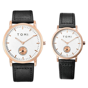 TOMI Classic Simple Couple Quartz Watch Leather Strap Rose Gold Fashion Men's And Women's Watch Casual Business Watch Clock Gift