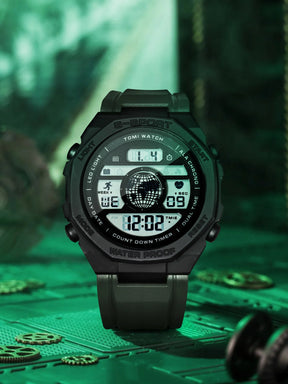 TOMI New Night Light Digital Men Electronic Watch Dual Display Outdoor Waterproof Military Sports Electronic Watch Student Watch