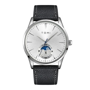 TOMI Men Luxury Leather Strap Watch Business and Leisure Large Dial Calendar Men Quartz Watch Relogio Masculino