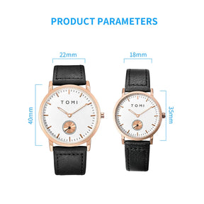 TOMI Classic Simple Couple Quartz Watch Leather Strap Rose Gold Fashion Men's And Women's Watch Casual Business Watch Clock Gift