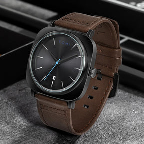 TOMI 2PCS Men Casual Fashion Watch Glasses Gift Set Classic Simple Square Case Men Quartz Watch Watch Clock Gift Set Reloj