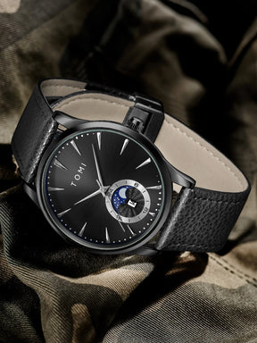 TOMI Men Luxury Leather Strap Watch Business and Leisure Large Dial Calendar Men Quartz Watch Relogio Masculino