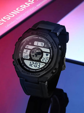 TOMI New Night Light Digital Men Electronic Watch Dual Display Outdoor Waterproof Military Sports Electronic Watch Student Watch