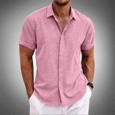 Camisa de manga curta de algodão e linho OLIVER™