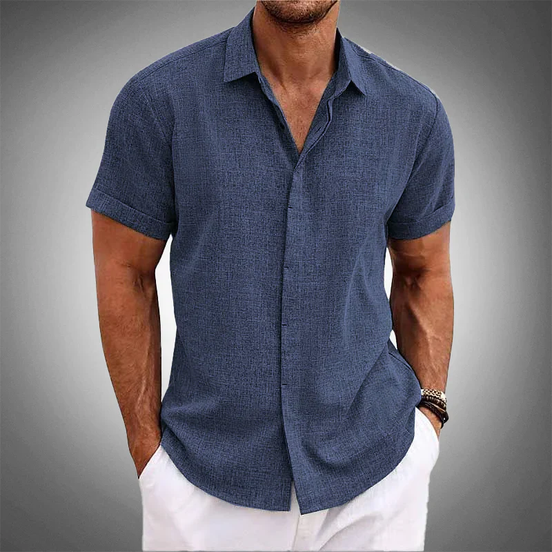 Camisa de manga curta de algodão e linho OLIVER™