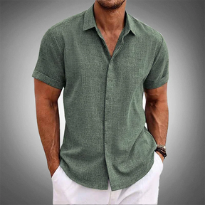 Camisa de manga curta de algodão e linho OLIVER™