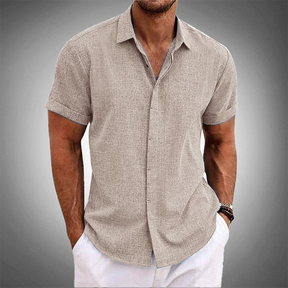 Camisa de manga curta de algodão e linho OLIVER™