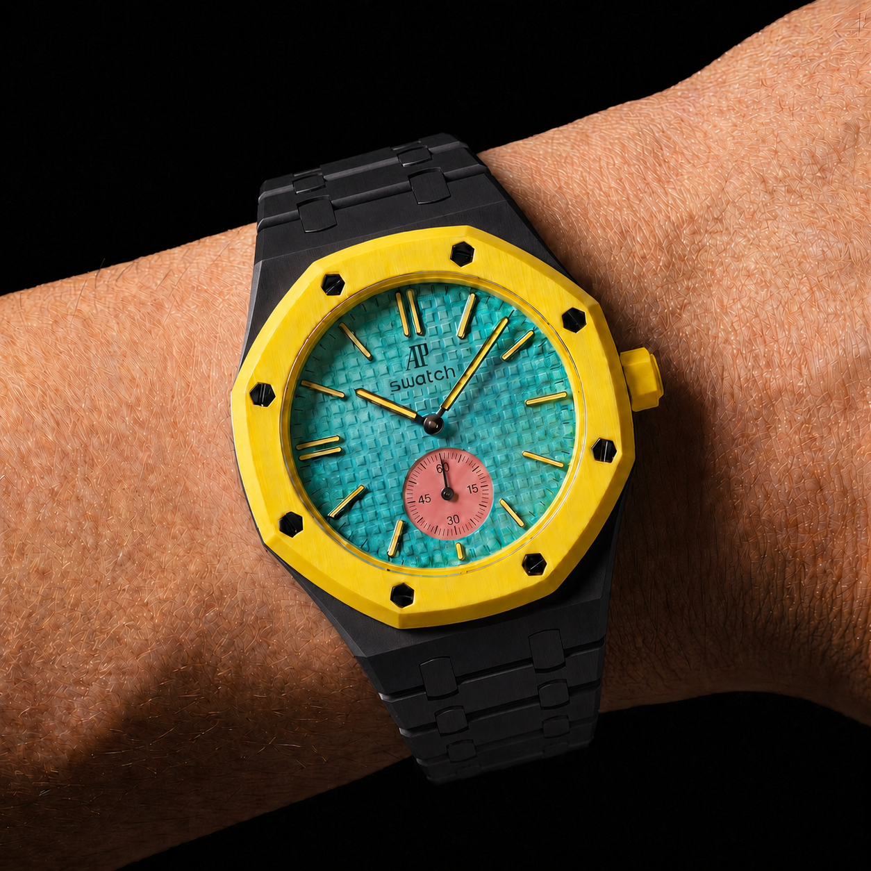 Preto meia-noite — Pulseira de metal — Savonnette