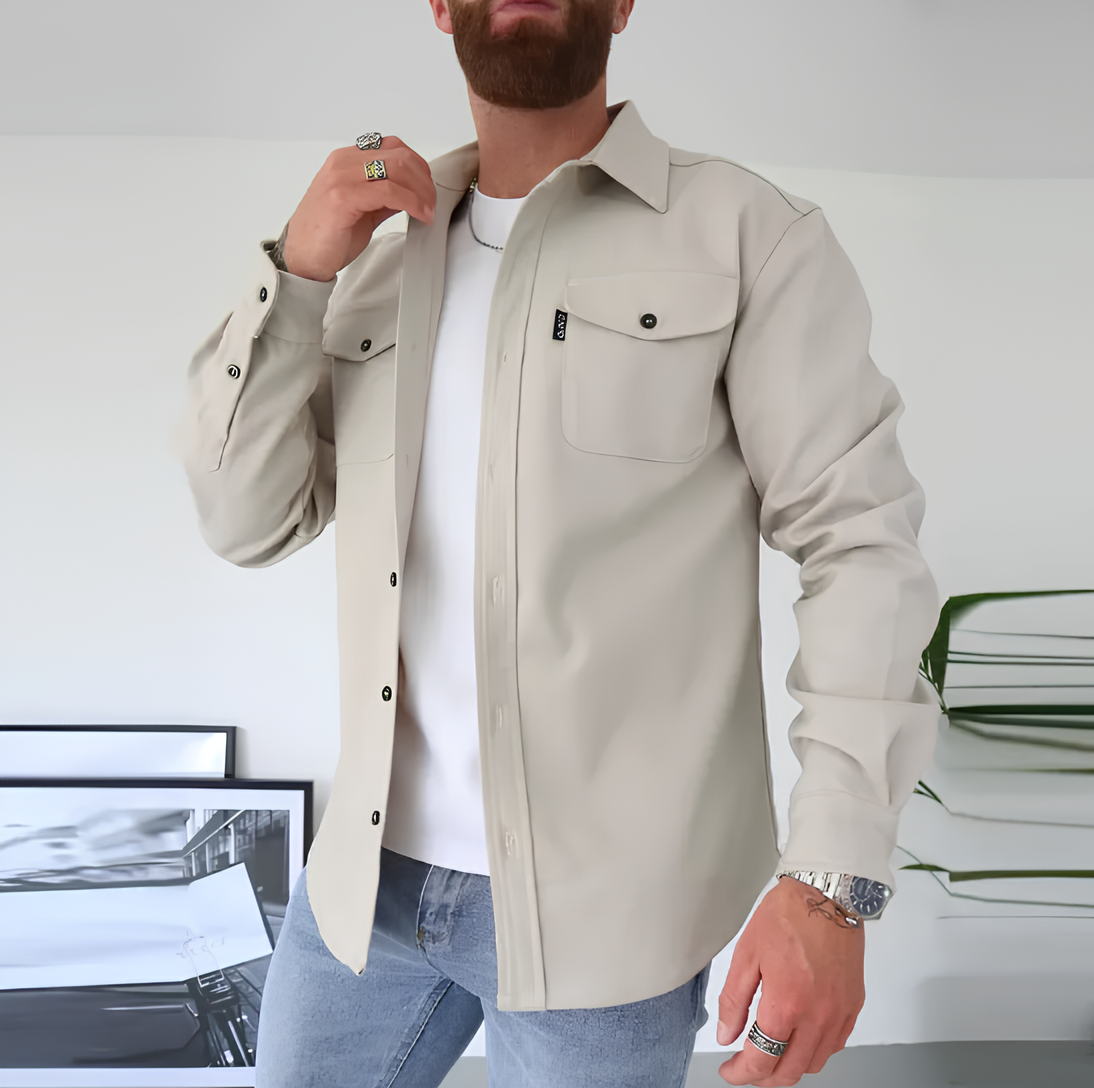 Casaco de Lapela de manga longa masculino.