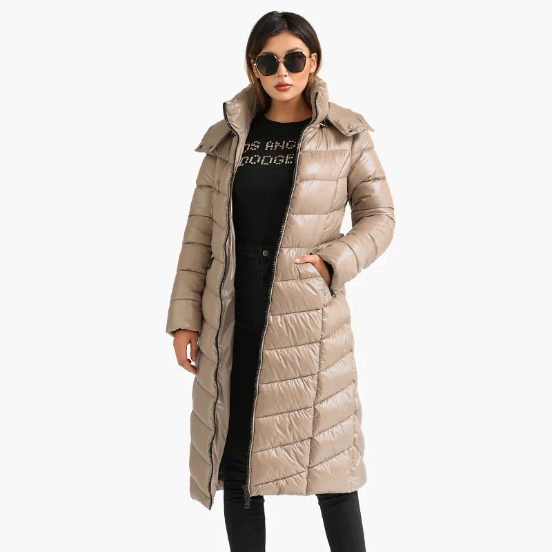 Jaqueta Parka Feminina Puffer Bege Elegance - Megalinz
