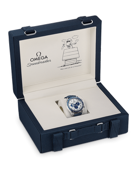Speedmaster Série de aniversário Snoopy Award (42 mm, aço em bracelete de tecido de nylon revestido) +Caixa e Certificado