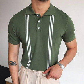 T-Shirt Polo Listrado Verde-branco