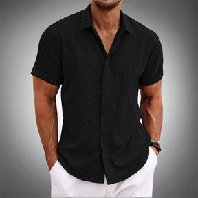 Camisa de manga curta de algodão e linho OLIVER™