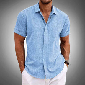 Camisa de manga curta de algodão e linho OLIVER™