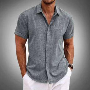 Camisa de manga curta de algodão e linho OLIVER™