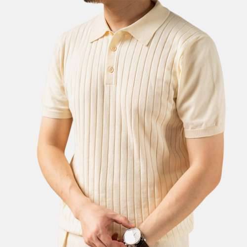 Camisa Polo Listrada Retrô de Algodão