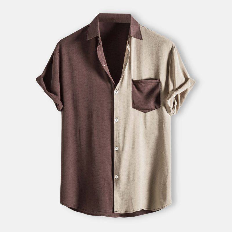 Camisa de manga curta de duas cores