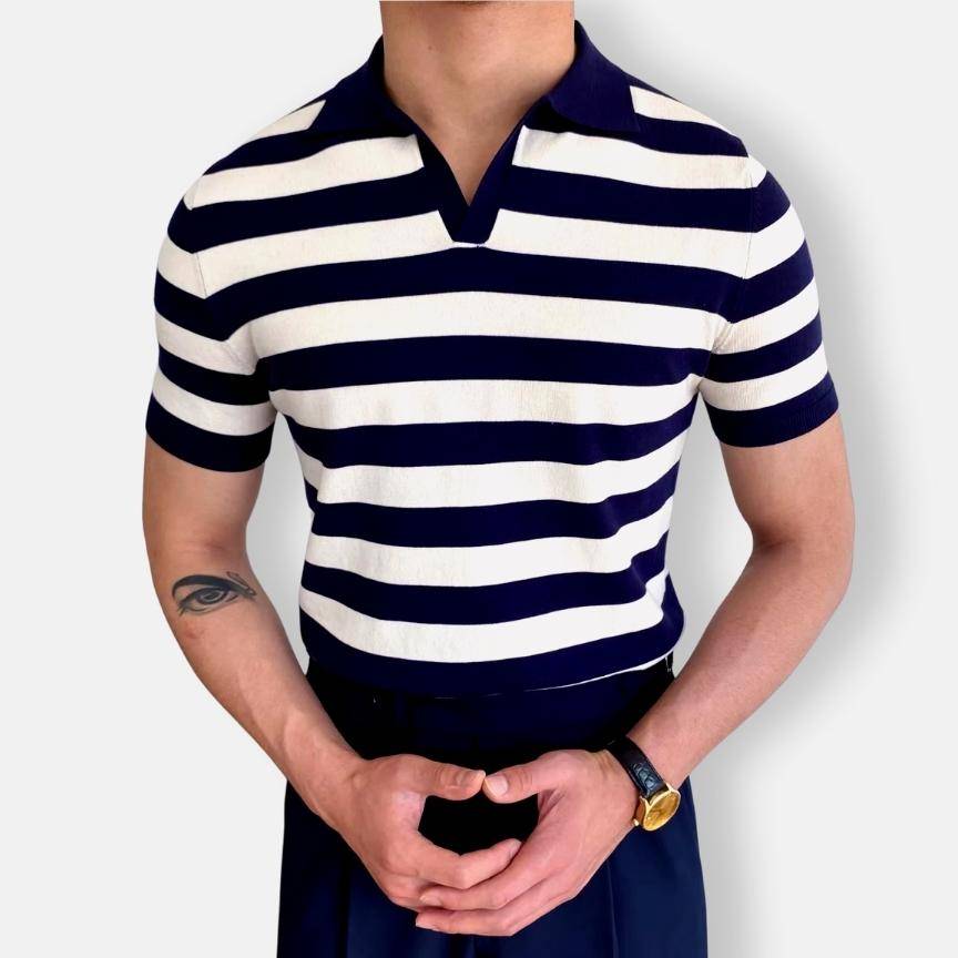 Camisola Antonios White com riscas azuis